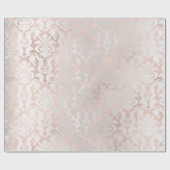 Metallische Haut Rose Gold Blush Grau SilberDamask Geschenkpapier (Flach)