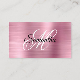 Metallische Hellrosa-Folie Fancy-Monogramm Visitenkarte