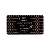 Metallische Honeycomb Queen Bee Apiary Rücksendead Adressaufkleber (Vorne)