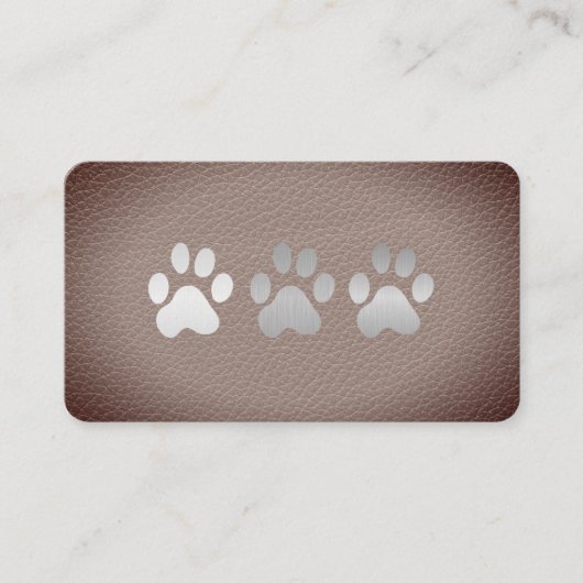 Metallische Hundepaws | Lux Leather Background Visitenkarte (Vorderseite)