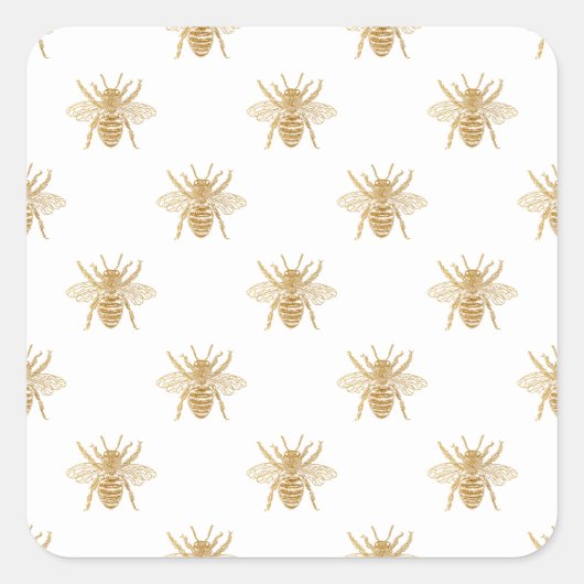 Metallische Imitat aus Gold belichten Bienen mit F Quadratischer Aufkleber (Vorderseite)