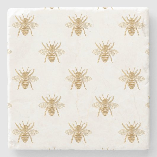 Metallische Imitat aus Gold fördern Bienen mit Fot Steinuntersetzer (Vorderseite)