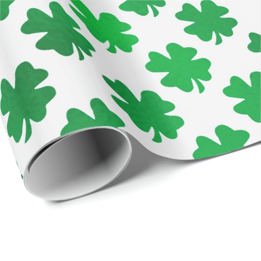 Metallische Imitat aus grünem Kleeblatt Vierblättr Geschenkpapier (Rolleneckpunkt)