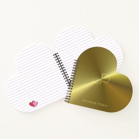 Metallische Imitat Gold Mit Monogramm moderne Vorl Notizblock (Innenseite)