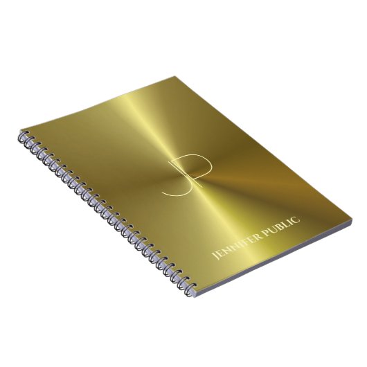 Metallische Imitat Gold Mit Monogramm moderne Vorl Notizblock (Rechte Seite)