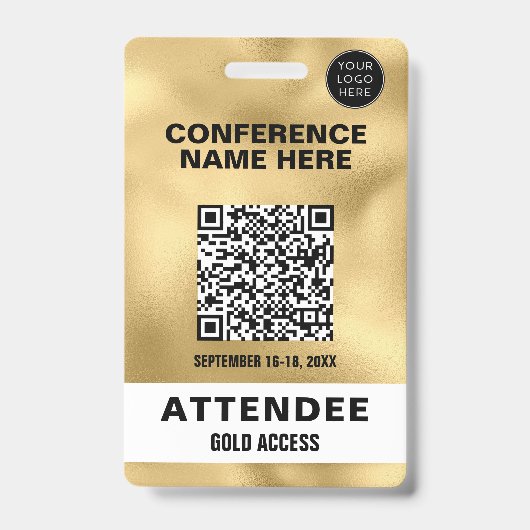 Metallische Imitate Gold Foil QR Code Konferenz Ve Ausweis (Front)