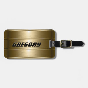 Metallische Imitate Gold Töne Streifen Muster 2 Gepäckanhänger