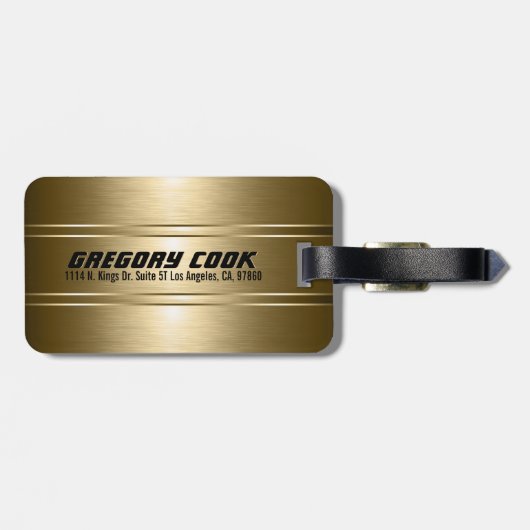 Metallische Imitate Gold Töne Streifen Muster 2 Gepäckanhänger (Rückseite horizontal)