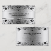 Metallische Imitate silber mit schwarzer Spitze Visitenkarte (Vorne/Hinten)