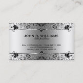 Metallische Imitate silber mit schwarzer Spitze Visitenkarte (Rückseite)