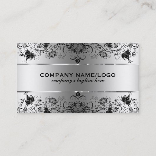 Metallische Imitate silber mit schwarzer Spitze Visitenkarte (Vorderseite)