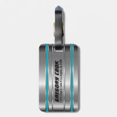 Metallische Imitate, silber und blau Streifen Gepäckanhänger (Rückseite vertikal)