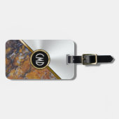 Metallische Imitate Silver & Brown Imitate Marmor Gepäckanhänger (Vorderseite horizontal)