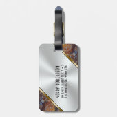 Metallische Imitate Silver & Brown Imitate Marmor Gepäckanhänger (Rückseite vertikal)