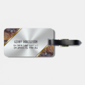 Metallische Imitate Silver & Brown Imitate Marmor Gepäckanhänger (Rückseite horizontal)