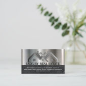 Metallische Immobilien-Logo für Real Anwesen | Mar Visitenkarte (Stehend Vorderseite)