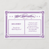 Metallische Informationen zu Lila- und Goldhotels Begleitkarte (Rückseite)