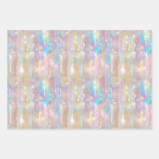 Metallische Iridescent Rainbow Holographic Girly Geschenkpapier Set (Vorderseite)