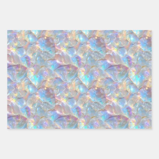 Metallische Iridescent Rainbow Holographic Girly Geschenkpapier Set (Vorderseite 3)