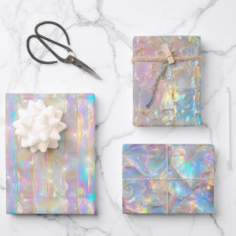 Metallische Iridescent Rainbow Holographic Girly Geschenkpapier Set