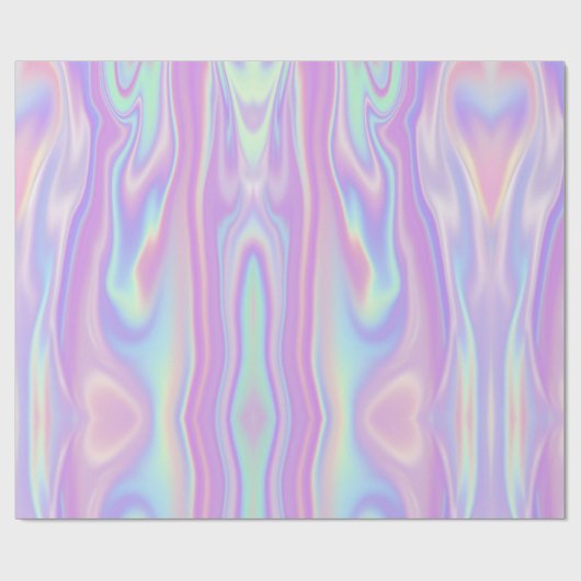 Metallische Iridescent Rainbow Pink Aqua Lila Girl Geschenkpapier (Flach)