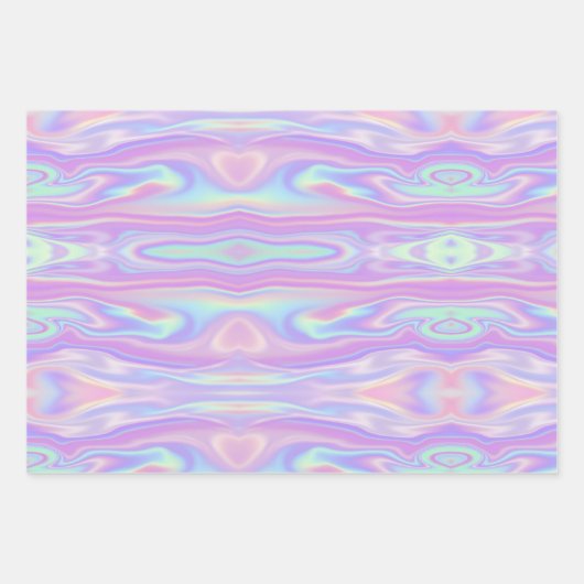 Metallische Iridescent Rainbow Pink Aqua Lila Girl Geschenkpapier Set (Vorderseite)