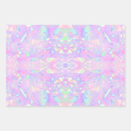Metallische Iridescent Rainbow Pink Aqua Lila Girl Geschenkpapier Set (Vorderseite 3)