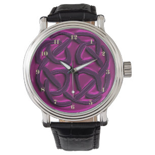 Metallische keltische Knoten-Armbanduhr Burgunders Armbanduhr