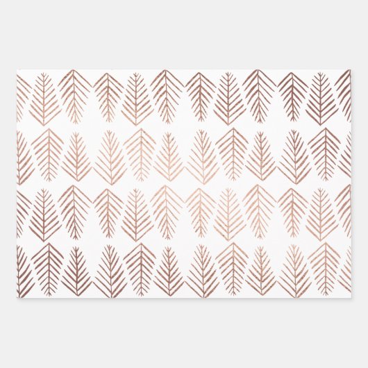 Metallische Kiefernbäume - Kupfer Geschenkpapier Set (Vorderseite)