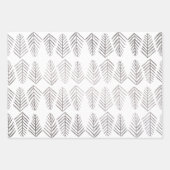 Metallische Kiefernbäume - silber Geschenkpapier Set (Vorderseite 3)