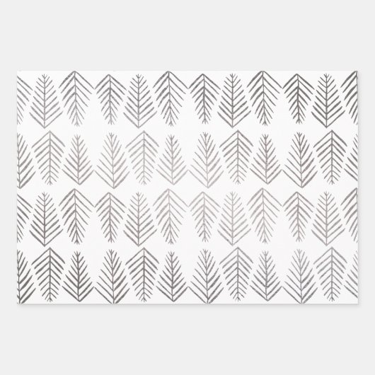 Metallische Kiefernbäume - silber Geschenkpapier Set (Vorderseite)