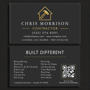 Metallische Konstruktion Modern Schwarz Gold QR-Co Visitenkarte