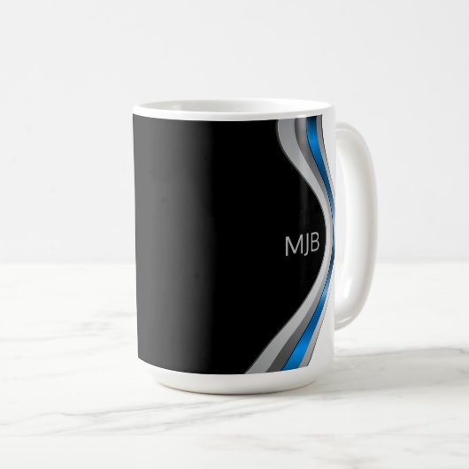 Metallische Krümmer mit Ihrer Monogramm Kaffeetasse (VorderseiteRechts)