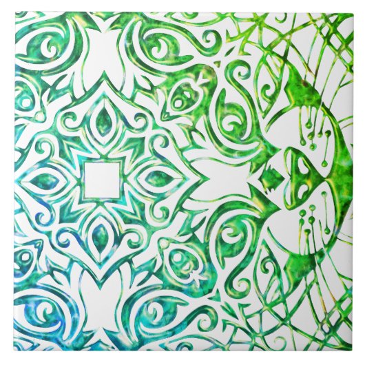 Metallische Kupfer Look Katze Kunst Cool Mandala K Fliese (Vorderseite)