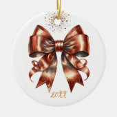 Metallische Kupfer Urlaub Bow Jahr Highlight Keramik Ornament (Vorne)