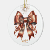 Metallische Kupfer Urlaub Bow Jahr Highlight Keramik Ornament (Links)