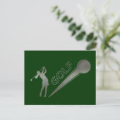 Metallische Lady Golfer trifft Golfball Postkarte (Stehend Vorderseite)