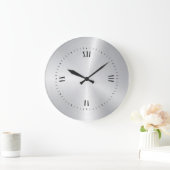 Metallische, leicht silber gebürstete Aluminiumstr Große Wanduhr (Zuhause)