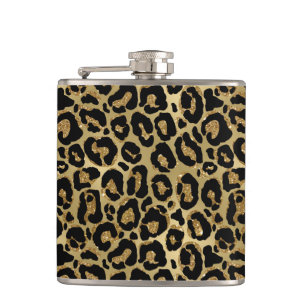 Metallische Leopard Vinyl umwickelte Flasche Flachmann