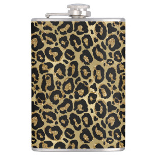 Metallische Leopard Vinyl umwickelte Flasche Flachmann