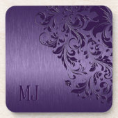 Metallische Lila gebürstete Aluminium, Lila Spitze Getränkeuntersetzer (Vorderseite)