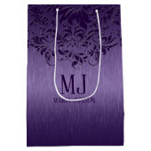 Metallische Lila gebürstete Aluminium, Lila Spitze Mittlere Geschenktüte (Rückseite)