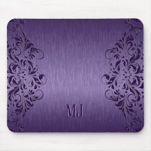 Metallische Lila gebürstete Aluminium, Lila Spitze Mousepad (Vorne)