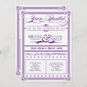 Metallische Lila- & Goldhochzeit Einladung (Vorne/Hinten)