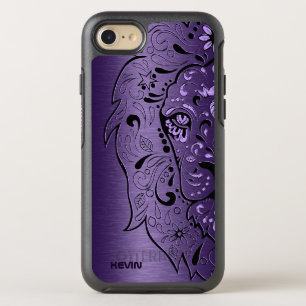 Metallische Lila- & Löwenkopfzuckerschädel OtterBox Symmetry iPhone 8/7 Hülle