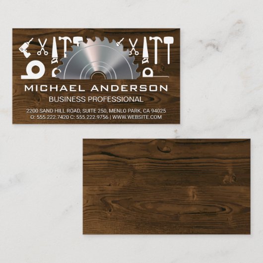 Metallische Lumbersäge | Holz- und Hardwarewerkzeu Visitenkarte (Vorne/Hinten)