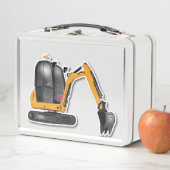 Metallische Lunchbox mit Bagger-Grafik (Beispiel)