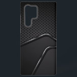 Metallische Mashtextur Silver Dynamic Line Akzente Samsung Galaxy Hülle<br><div class="desc">Schwarze und graue metallische Textur mit metallischem Mash-Hintergrund und einem dynamischen silbernen Streifen. Modernes Design.</div>