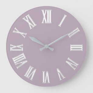 Metallische Minimal römische Zahlen Silver Gray Große Wanduhr