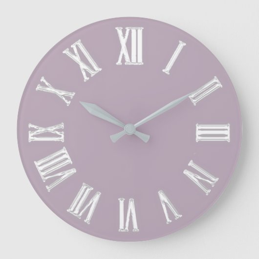 Metallische Minimal römische Zahlen Silver Gray Große Wanduhr (Vorderseite)